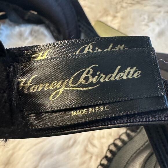 Honey Birdette CLAIRE🖤 Black & Gold Faux Leather Bra 32C - Picture 4 of 5
